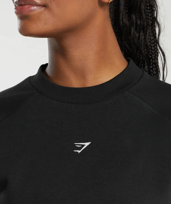 New Gymshark Training Fleece Cropped Sweatshirt Black