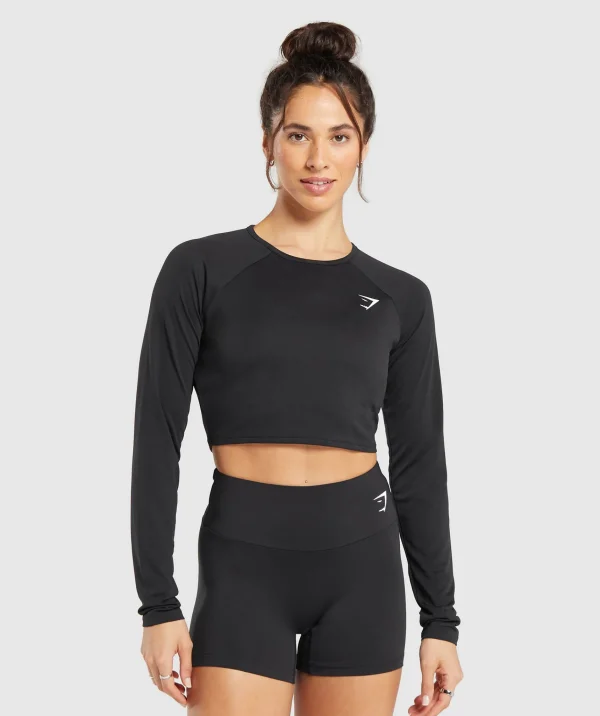 New Gymshark Training Long Sleeve Crop Top Black