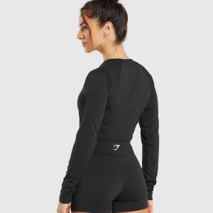 New Gymshark Training Long Sleeve Crop Top Black