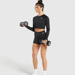 New Gymshark Training Long Sleeve Crop Top Black