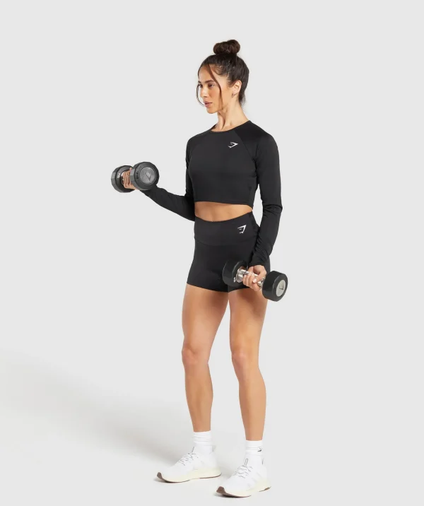 New Gymshark Training Long Sleeve Crop Top Black