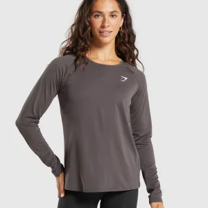 Fashion Gymshark Training Long Sleeve Top GreyedPurple