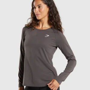 Fashion Gymshark Training Long Sleeve Top GreyedPurple