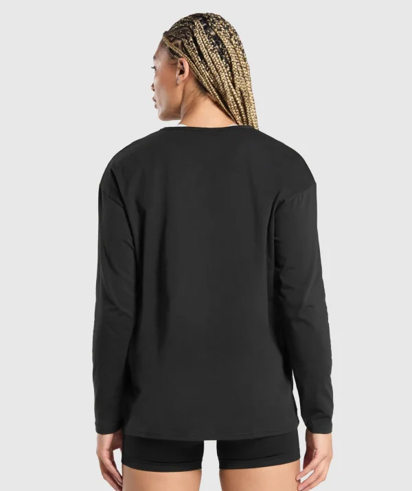 Fashion Gymshark Training Oversized Cotton Long Sleeve Top Black