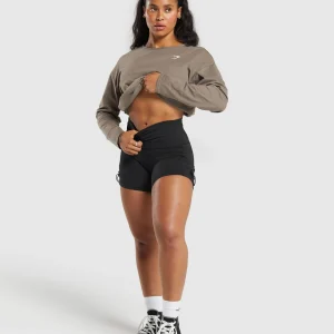 Fashion Gymshark Training Oversized Cotton Long Sleeve Top CamoBrown