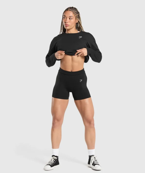 Fashion Gymshark Training Oversized Cotton Long Sleeve Top Black