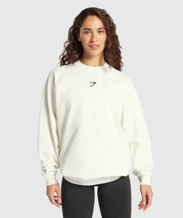 Clearance Gymshark Training Oversized Fleece Sweatshirt SoftWhite