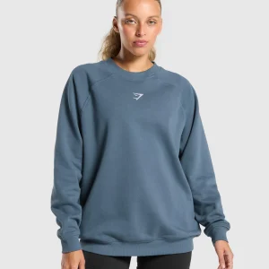 Outlet Gymshark Training Oversized Fleece Sweatshirt CargoBlue