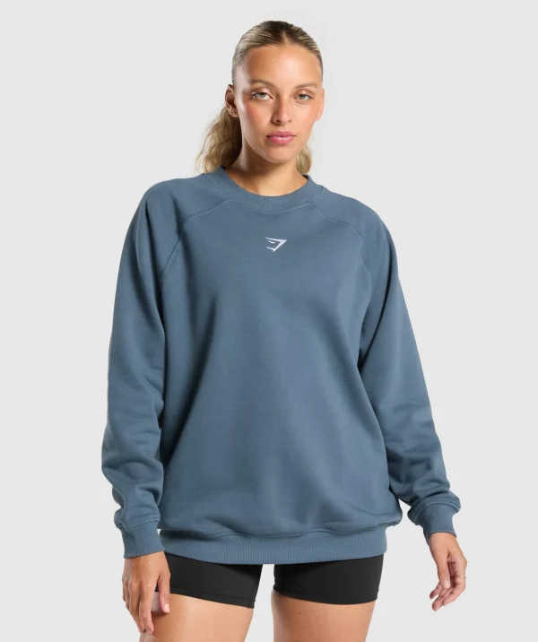 Outlet Gymshark Training Oversized Fleece Sweatshirt CargoBlue