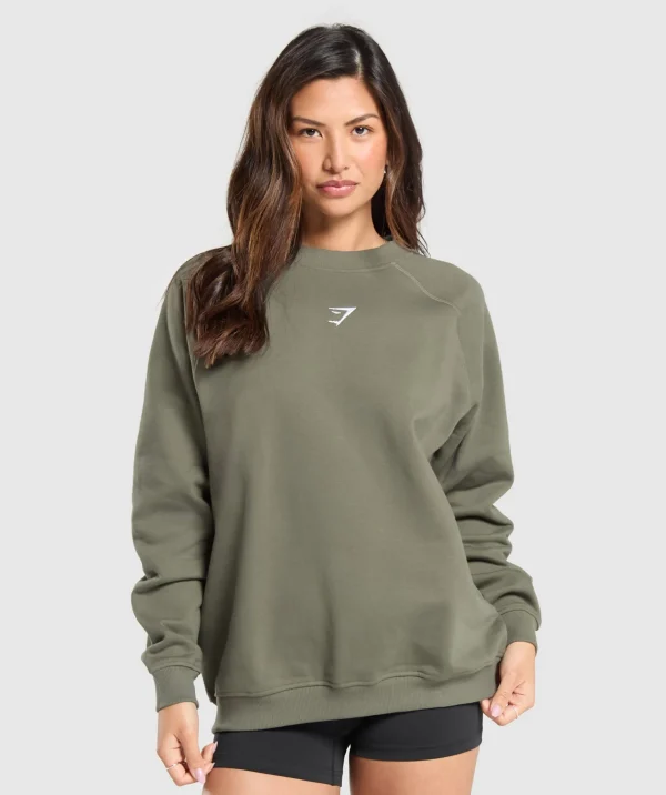 Clearance Gymshark Training Oversized Fleece Sweatshirt BaseGreen