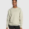 Fashion Gymshark Training Oversized Fleece Sweatshirt PebbleGrey