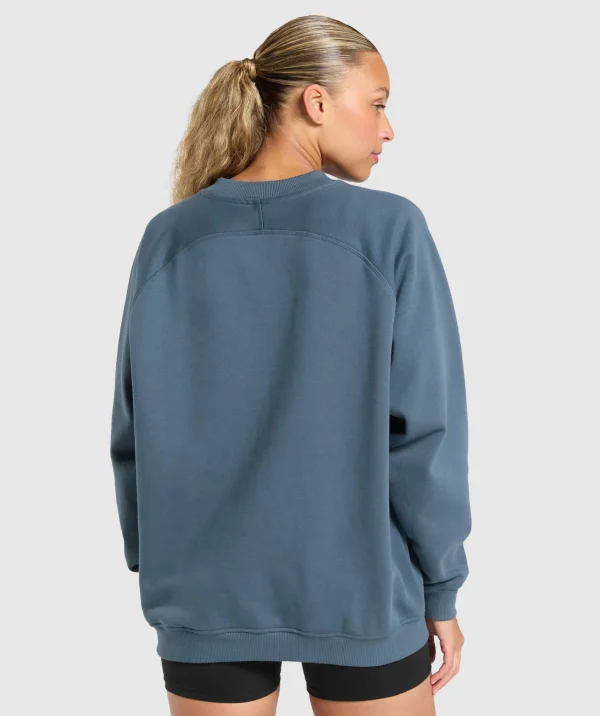 Outlet Gymshark Training Oversized Fleece Sweatshirt CargoBlue