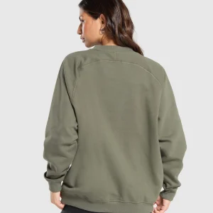 Clearance Gymshark Training Oversized Fleece Sweatshirt BaseGreen