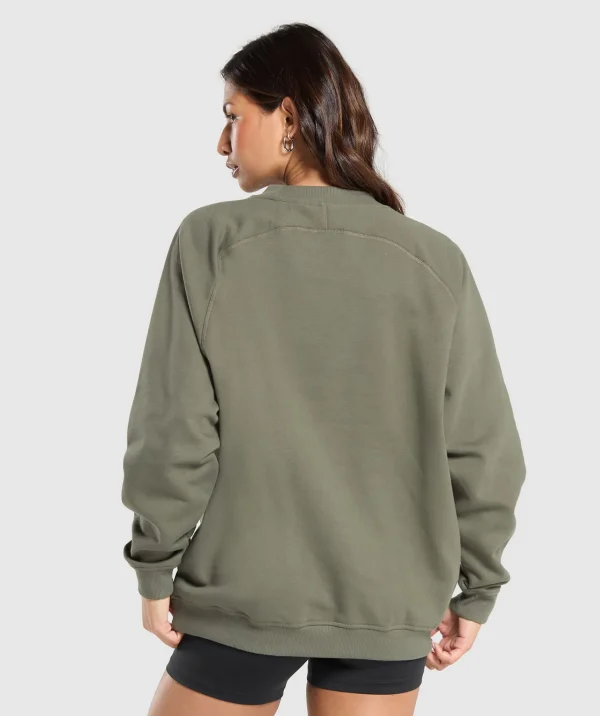 Clearance Gymshark Training Oversized Fleece Sweatshirt BaseGreen