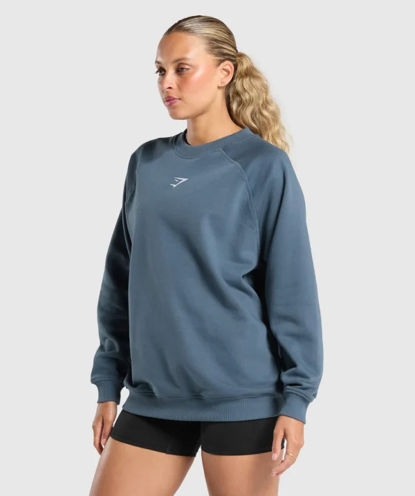 Outlet Gymshark Training Oversized Fleece Sweatshirt CargoBlue