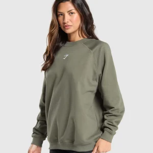 Clearance Gymshark Training Oversized Fleece Sweatshirt BaseGreen