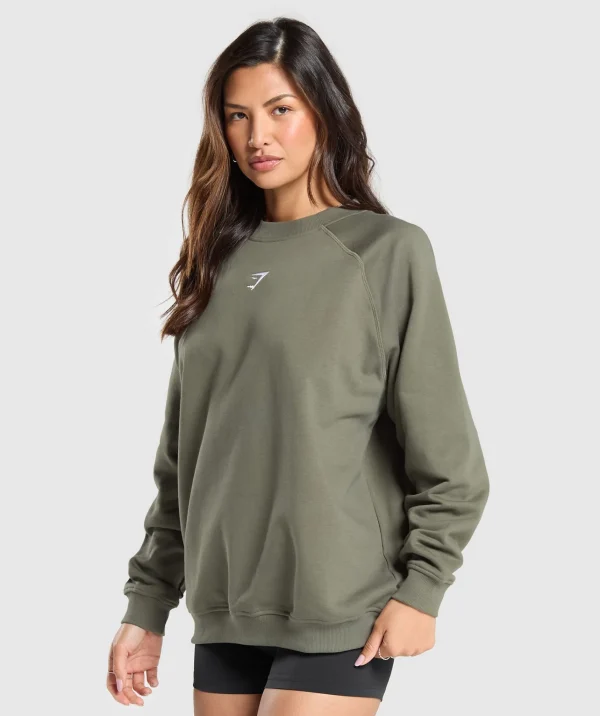 Clearance Gymshark Training Oversized Fleece Sweatshirt BaseGreen