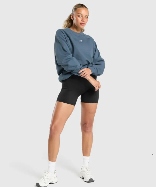 Outlet Gymshark Training Oversized Fleece Sweatshirt CargoBlue