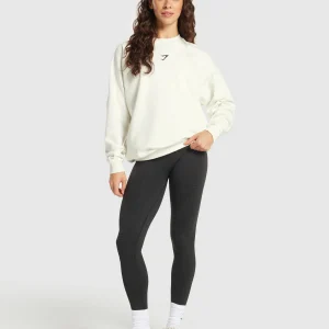 Clearance Gymshark Training Oversized Fleece Sweatshirt SoftWhite