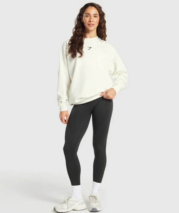 Clearance Gymshark Training Oversized Fleece Sweatshirt SoftWhite