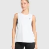 Outlet Gymshark Training Regular Length Drop Arm Tank White