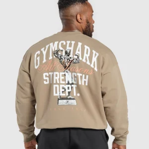 Outlet Gymshark Trophy Graphic Crew CementBrown