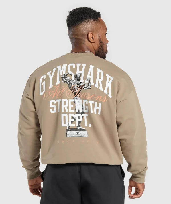 Outlet Gymshark Trophy Graphic Crew CementBrown