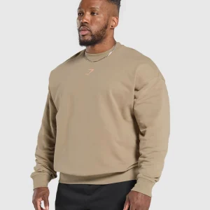 Outlet Gymshark Trophy Graphic Crew CementBrown