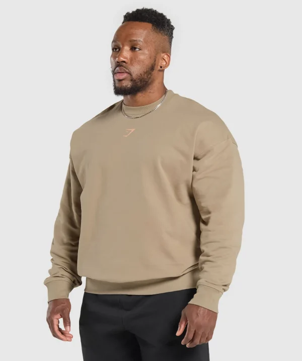 Outlet Gymshark Trophy Graphic Crew CementBrown