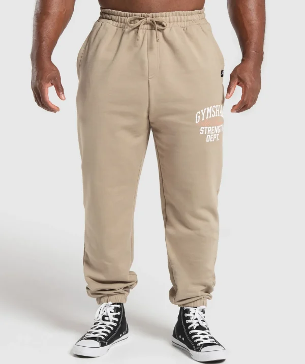 Fashion Gymshark Trophy Graphic Joggers CementBrown