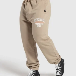 Fashion Gymshark Trophy Graphic Joggers CementBrown