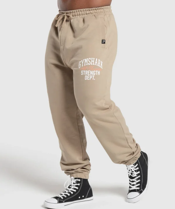 Fashion Gymshark Trophy Graphic Joggers CementBrown