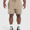 New Gymshark Trophy Graphic Shorts CementBrown