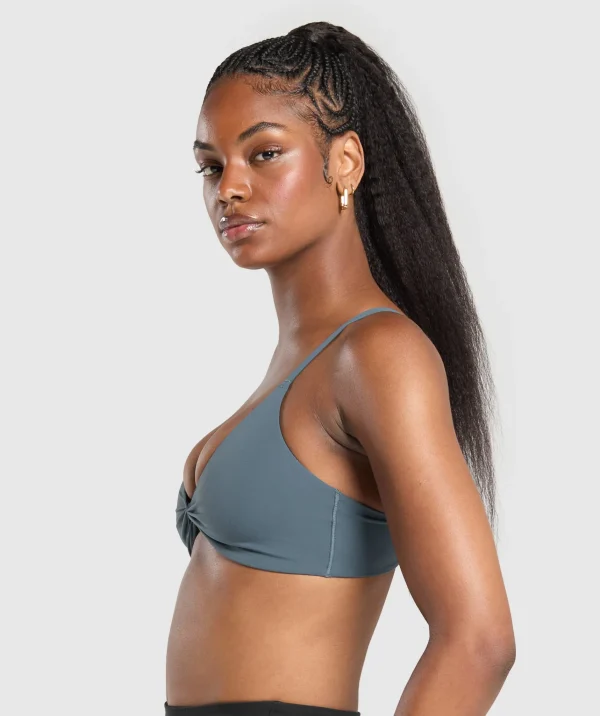 Discount Gymshark Twist Front Bralette CargoBlue