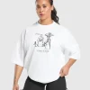 Hot Gymshark Two Strong Women Oversized T-Shirt White