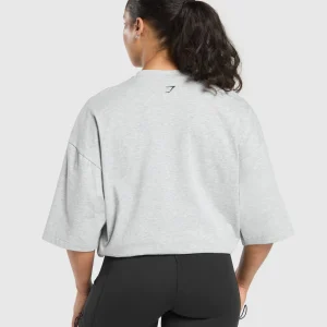 Hot Gymshark Two Strong Women Oversized T-Shirt LightGreyCoreMarl