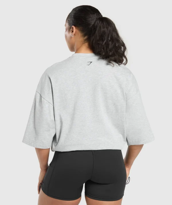 Hot Gymshark Two Strong Women Oversized T-Shirt LightGreyCoreMarl