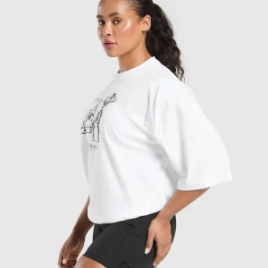 Hot Gymshark Two Strong Women Oversized T-Shirt White