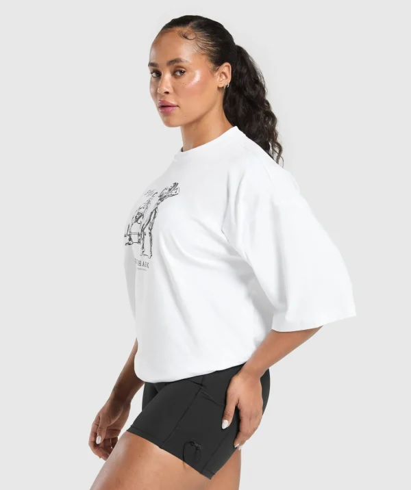 Hot Gymshark Two Strong Women Oversized T-Shirt White