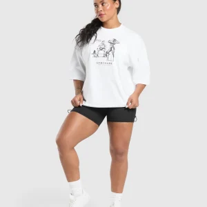 Hot Gymshark Two Strong Women Oversized T-Shirt White