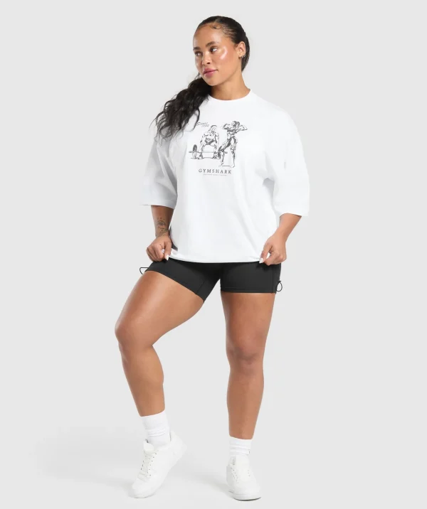 Hot Gymshark Two Strong Women Oversized T-Shirt White