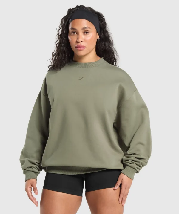 Hot Gymshark Two Strong Women Sweatshirt BaseGreen