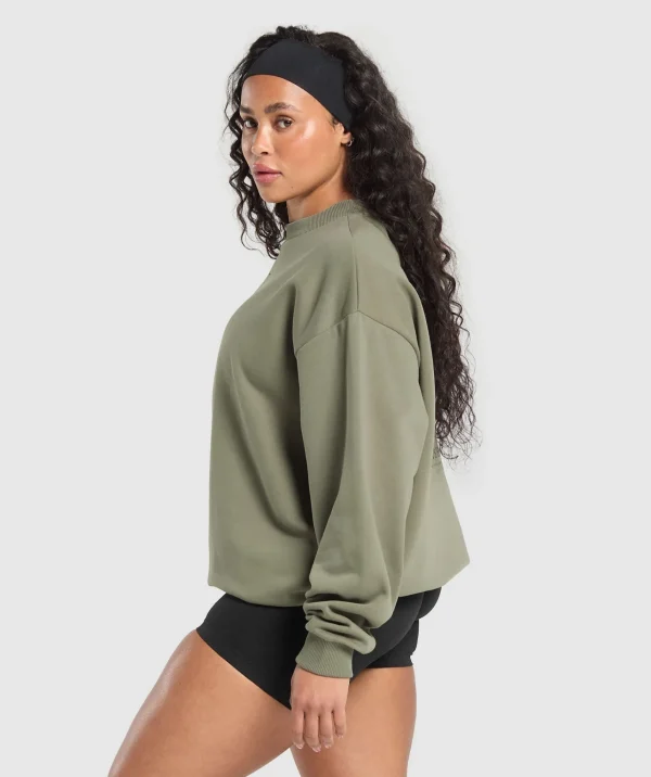 Hot Gymshark Two Strong Women Sweatshirt BaseGreen