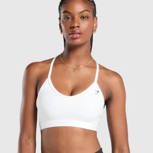 Discount Gymshark V Neck Sports Bra White