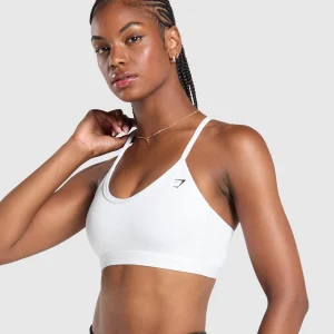 Discount Gymshark V Neck Sports Bra White