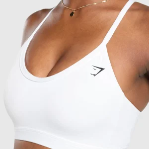 Discount Gymshark V Neck Sports Bra White