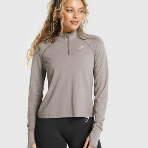 Fashion Gymshark Vital Seamless 2.0 1/4 Zip WarmTaupeMarl