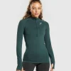 Best Gymshark Vital Seamless 2.0 1/2 Zip WoodlandGreenMarl