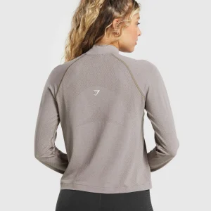 Fashion Gymshark Vital Seamless 2.0 1/4 Zip WarmTaupeMarl
