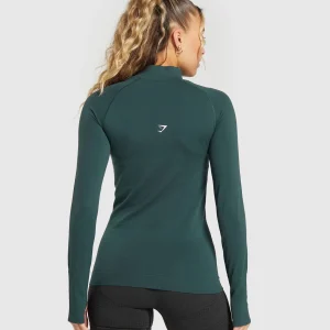 Best Gymshark Vital Seamless 2.0 1/2 Zip WoodlandGreenMarl